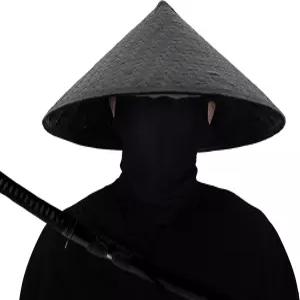 xihexi 블랙 핸드메이드 대나무 모자 사무라이 코스프레 17인치 x 7인치