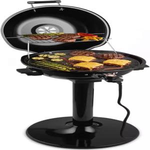 전기 그릴 야외 쿠시맥스 바비큐 1600W 휴대용 뚜껑 모임 작은 공간 조절 가능한 열 탈착식 스탠드 컬렉터
