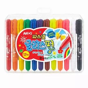 아모스 파스넷 글라스펀 12색SET 유리거울용 유리마카 창문낙서 물지우개 거울놀이