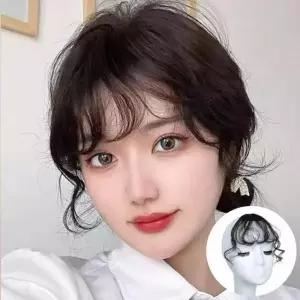 [셀러에이드]S컬 웨이브 앞머리 가발 헤어피스 옆머리 부분가발 펌 시스루뱅