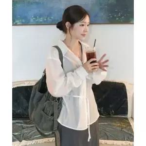 7월 9일 배송 COSTUMEOCLOCK WOMAN 벨티드 시스루 셔츠 3 COLOR COWSH002 COWSH002 509232