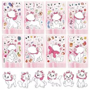 8 시트 Aristocats 마리 고양이 퍼즐 스티커 DIY 노트북 수하물 스케이트 보드 낙서 데칼 아이 선물 재미