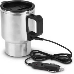 자동차 주전자 450ml 전기 12V 가열식 여행용 머그컵 밀폐 뚜껑이 있는 물 커피 우유 및 차를 스테인리스