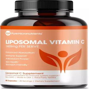 순수 미량 영양소 리포솜 비타민 C 1회 제공량 보충제당 1400mg 90캡슐 고흡수성 VIT 아스코르브산 알약
