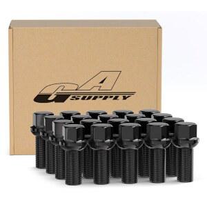 GA 공급 28MM SHANK 14X1.5 러그 볼트 R13 볼 시트 AUDI TT A3 A4 S4 S5 S6 A6 A7 B5 B6 B8 폭스바겐 제타 골프 GTI 파사트 CC 비틀 20PCS 48MM 높이 블랙 스터드 17MM HEX