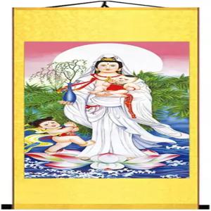 주이 중국식 송자 관음벽 예술 걸려 있는 비단 그림 두루마리 풍수 장식