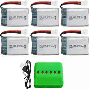 몰렉스 플러그와 6in1 충전기가 장착된 6PCS 3.7V 800mAh 25C 리포 배터리 WLtoys SYMA 대부분의 드론