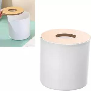 2PCS 모던 라운드 나무 티슈 박스 커버 홀더 욕실 세면대용 있는 페이셜 디스펜서 침실 드레싱 스탠드 책상