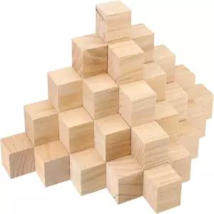 300 PCS 1인치 천연 나무 큐브 미니 미완성 블록 퍼즐 만들기용 사각 글자 페인팅 DIY 공예품
