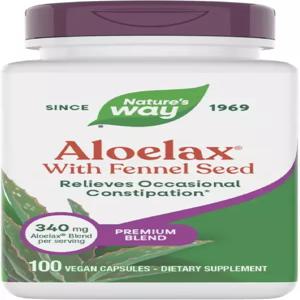 자연의 길 알로엘랙스 프리미엄 블렌드 펜넬 씨앗 포함 간헐적 변비 340mg 텐 프리 100캡슐 포장은 다를 수