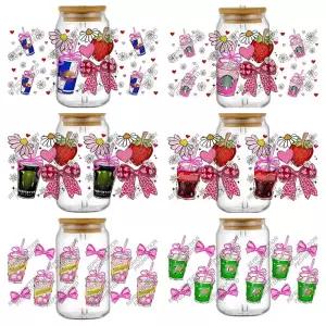 3D 인기 소다 POP 데칼 리비 유리캔 16oz UV DTF 컵 랩 3D 휴대폰 음료수 전사 스티커 DIY 방수