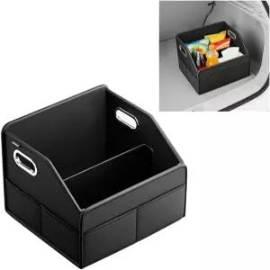 HZEL 카시트 정리함 금속 손잡이가 있는 접이식 다기능 차량 앞뒤 좌석 바닥 보관함 자동차 실내 캐디 SUV