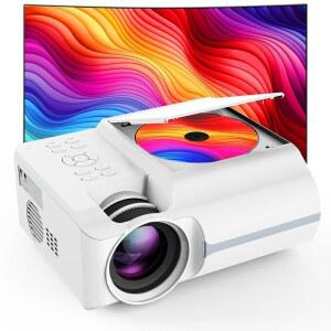 Homlab 내장 DVD 플레이어가 있는 휴대용 1080P HDMI/ PC/ 200인치 프로젝터 USB/ 미니 스피커가 TV/ - 프로젝터, AV와 영화 홈 스크린 시어터용 야외 HD 호환,