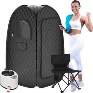 휴대용 스팀 사우나 가정용 3L 대용량 개인 박스 1000W 스팀기 포함 전신 접이식 스파 텐트 홈 리모컨 헬스