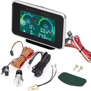 슈칼라카 볼트/물/연료 게이지 키트 4in1 LCD 미터 디지털 자동 압력 전압 수온 범용 기기 936V 자동차
