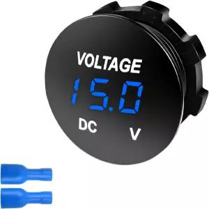 선워커 DC 12V 24V 전압계 게이지 방수 LED 디지털 디스플레이 자동차 원형 패널 테스터 휴대용 미니