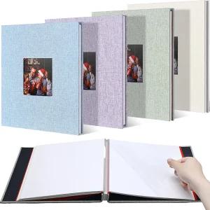시에라 4Pcs 대형 사진 앨범 10.6 x 11인치 셀프 접착 스크랩북 4x6 5x7 8x10 40페이지 DIY 린넨 커버