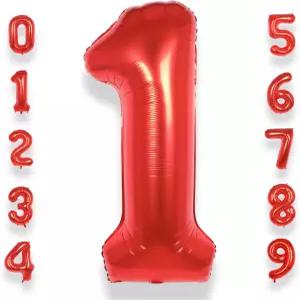 AULE 40인치 빅 레드 1 풍선 번호 라지 포일 헬륨 09 점보 자이언트 생일 축하 파티 장식 소년 또는 를