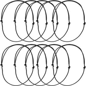 10Pcs 블랙 가죽 목걸이 코드 조절 가능한 로프 1.5 비딩 실을 만드는 DIY 주얼리용 발견