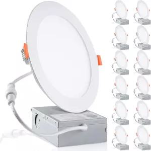 메세인 12팩 6인치 LED 오목 조명 6500 000개의 일광 초박형 캔리스 웨이퍼 다운라이트 정션 박스 주방
