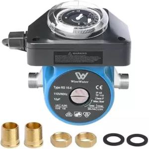 타이머가 장착된 WiseWater 110V 순환 펌프 130W 10 GPM 온수 재순환 보일러 태양열 히터 및 수력 발전을