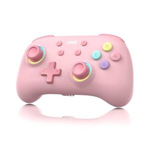 IINE Wireless Controller for Switch/PC/Android/IOS, Cute Sensor/Wake-Up/Rumble RGB Pro Turbo/Macro/NFC Amiibo/Motion Mini Gamepad Lights, (Pink) with