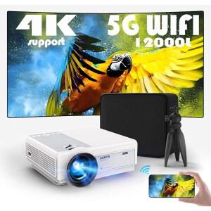 Sunys Wi-Fi 안드로이드 시스템이 있는 미니 네이티브 (화이트) 지원 지원, 프로젝터 4K IOS용 폰 휴대용 HDMI/USB/PC/TV 12000L 및 프로젝터, 1080P 스틱/스위치 HD
