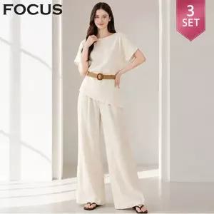 [포커스] [3SET] 보트넥 벨티드 블라우스+와이드 팬츠_VF6M1BL5691