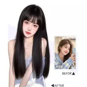 고열사 2컬러 시스루뱅 사이드뱅 긴생머리 가발-WFMOFP8