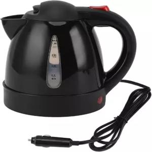 바나포이 자동차 주전자 휴대용 1L 150W 12V 자동 차단 온수기 수위 창문이 있는 가벼운 전기 냄비로 온수