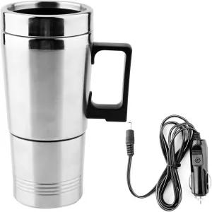 Cunyuer 350ML 12V 가열 커피 머그잔 충전식 스테인리스 스틸 자동차 전기 주전자 여행용 물 보일러