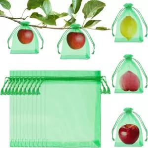 Morcheiong 60Pcs 과일 보호 가방 6 x 8 나무용 재사용 가능한 그물 드로스트링이 있는 정원 그물망 메시