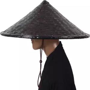 xihexi 블랙 핸드메이드 대나무 모자 사무라이 코스프레 19인치 x 7인치