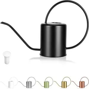 식물 물뿌리개 50온스/1500ml 스테인리스 스틸 메탈 실내 화분 분재 정원 꽃 블랙을 위한 긴 스파우트가