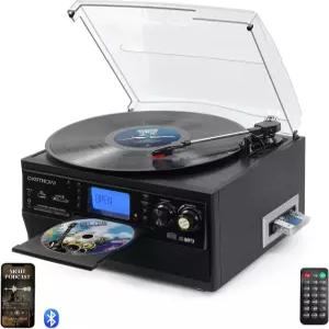 스테레오 스피커가 장착된 DIGITNOW 9in1 레코드 플레이어 비닐용 3단 턴테이블 CD/카세트 블루투스 USB/SD