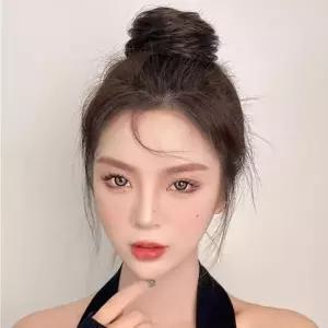 [아우트66]집게핀 데일리 가발 생머리 브라운 올림머리