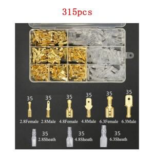 2.8/4.8/6.3mm 와이어 크림프 터미널 키트 구리 남성 여성 스페이드 커넥터 절연 슬리브 포함 전기 박스