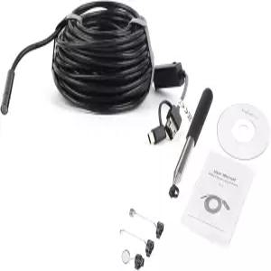 우메파 블랙 15미터 USB 내시경 디지털 검사용 스네이크 카메라 보어스코프 파이프카 200메가픽셀 6개 LED