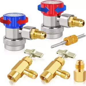 FANOVO R134a AC 어댑터 키트 고압 노브 조절 가능 134A 냉매 퀵 커플러 자동 R134 시스템 프레온 충전을