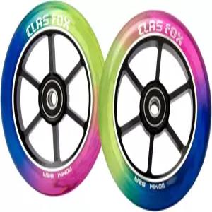 CLAS FOX 혼합 휠 88A 프로 스턴트 스쿠터 ABEC9 베어링 CNC 메탈 코어(2개) 레드+옐로우+블루 110 한 쌍
