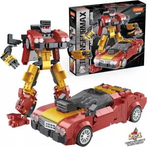 Transformax 2-in-1 Transforming Sport Car Mech 빌딩 블록 장난감 세트 트랜스포머블 차량-Mech 로봇