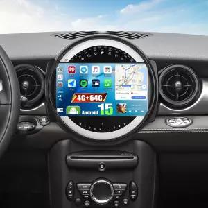 BMW 미니 쿠퍼 R56 2007-2014용 안드로이드 15 4G+64G 카 스테레오 라디오 9인치 IPS 터치스크린 헤드 유닛