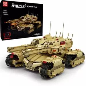몰드 킹 20011 테크놀로지 MOC 빌딩 블록 탱크 리모컨 충전식 군용 매머드 RC 모델 키트 3296개