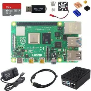 디지슈오 라즈베리 파이 4B 모델 B 4GB RAM DIY 키트 케이스 포함 쿨링 팬 산 64G SD 카드 마이크로 HDMI