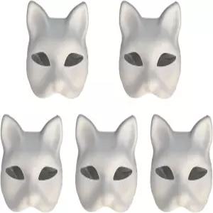Yamoloz 5 PCS DIY 백서 마스크 고양이 얼굴 펄프 빈손 페인팅 남성용 할로윈 파티