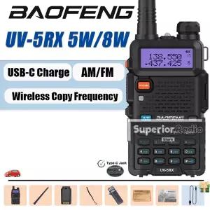 바오펑 UV-5RX 무전기 5W/8W USB-C 충전기 M-5R 무선 주파수 복사 고용량 AM FM DTMF UV-5R 업그레이드 버