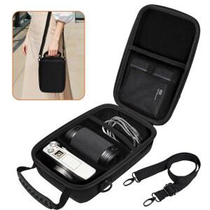 소니 알파 A6400 A6700 A6600 A6000 A6100 A6300 A6500 미러리스 카메라 스트랩이 있는 컴팩트 여행용 보관 가방 방수 휴대용 카메라 블랙(케이스 전용)