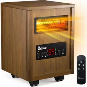 DR 적외선 히터 리모컨 포함 실내 휴대용 공간 1500W 이중 난방 이동성을 위한 4개의 바퀴 프로그래머블