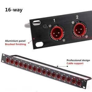 랙패치 패널 8 12 16 웨이 XLR 남성 커넥터 1U 플라이트 케이스 마운트 (전문가용 라우드스피커 오디오 케
