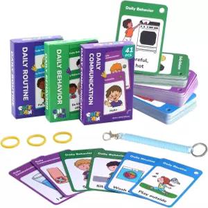 ChefAN 110 PCS 음성 지연을 위한 커뮤니케이션 카드 특별한 시각 보조 언어 학습 큐 감정 플래시